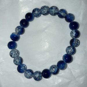Handcrafted Blue Clear Beaded Bracelet